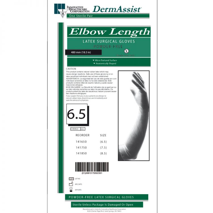 141 – DermAssist® Latex Elbow Length Surgical Gloves - Innovative Healthcare Solutions