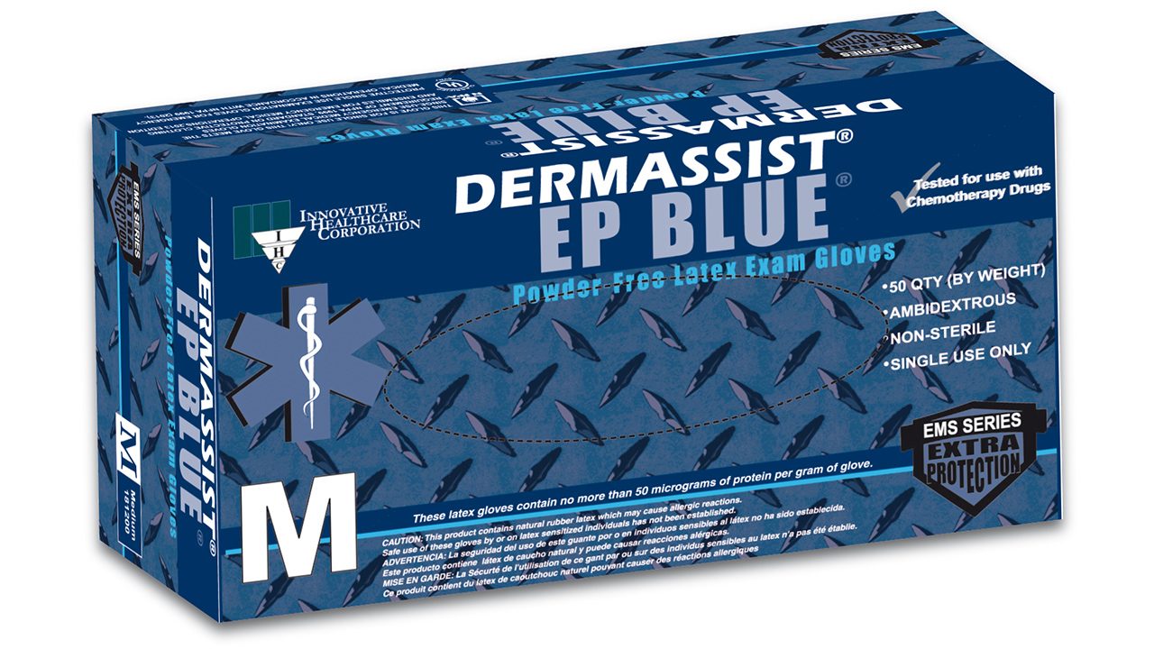 181 – DermAssist® EP BLUE™ Latex Exam Gloves – Extra Protection - Innovative Healthcare Solutions